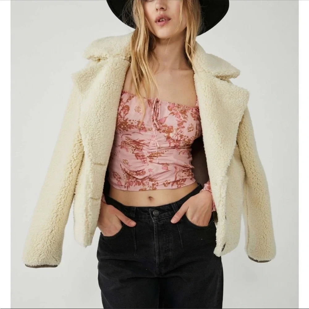 NWT! Free People Hilary Printed Top - Pink Combo - Size Large
